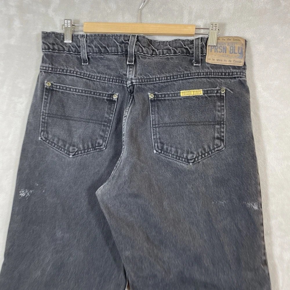 Vtg PRSN BLU Prison Blues Black Jeans Mens 36 (fit 35x27) Faded 90s USA Made